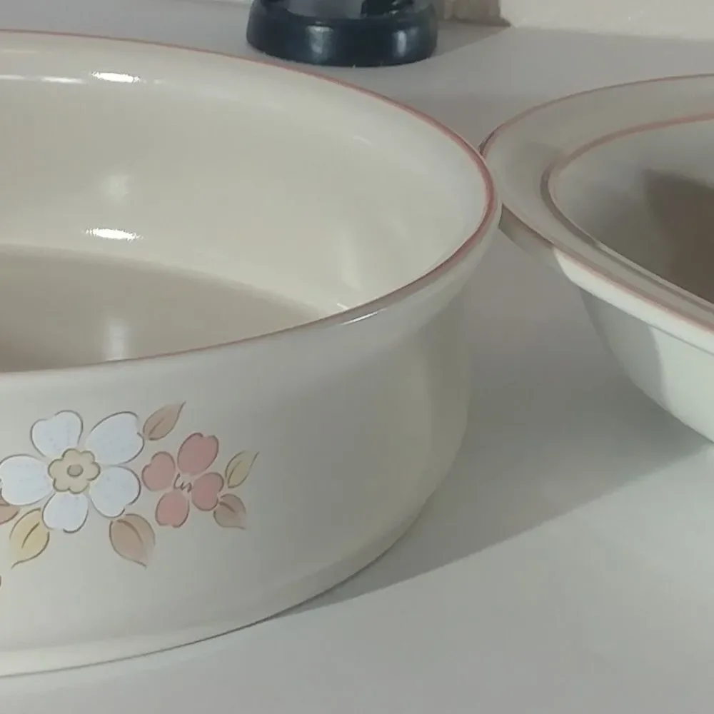 Chantilly Fleur de Paris hand decorated stoneware baking dishes (2 each)